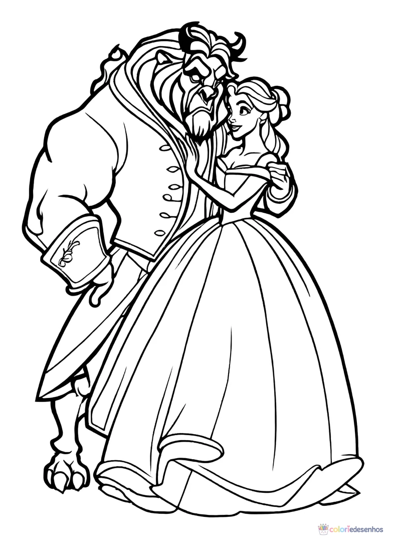 A Bela e a Fera para imprimir e colorir para colorir