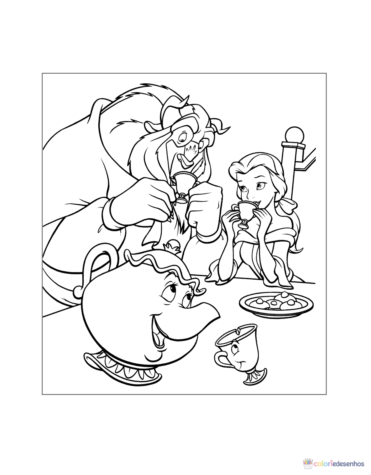 A Bela e a Fera para imprimir e colorir para colorir