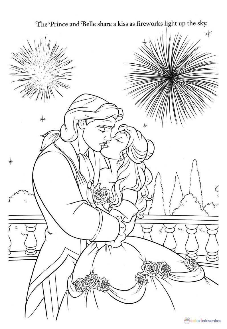 A Bela e a Fera para imprimir e colorir para colorir