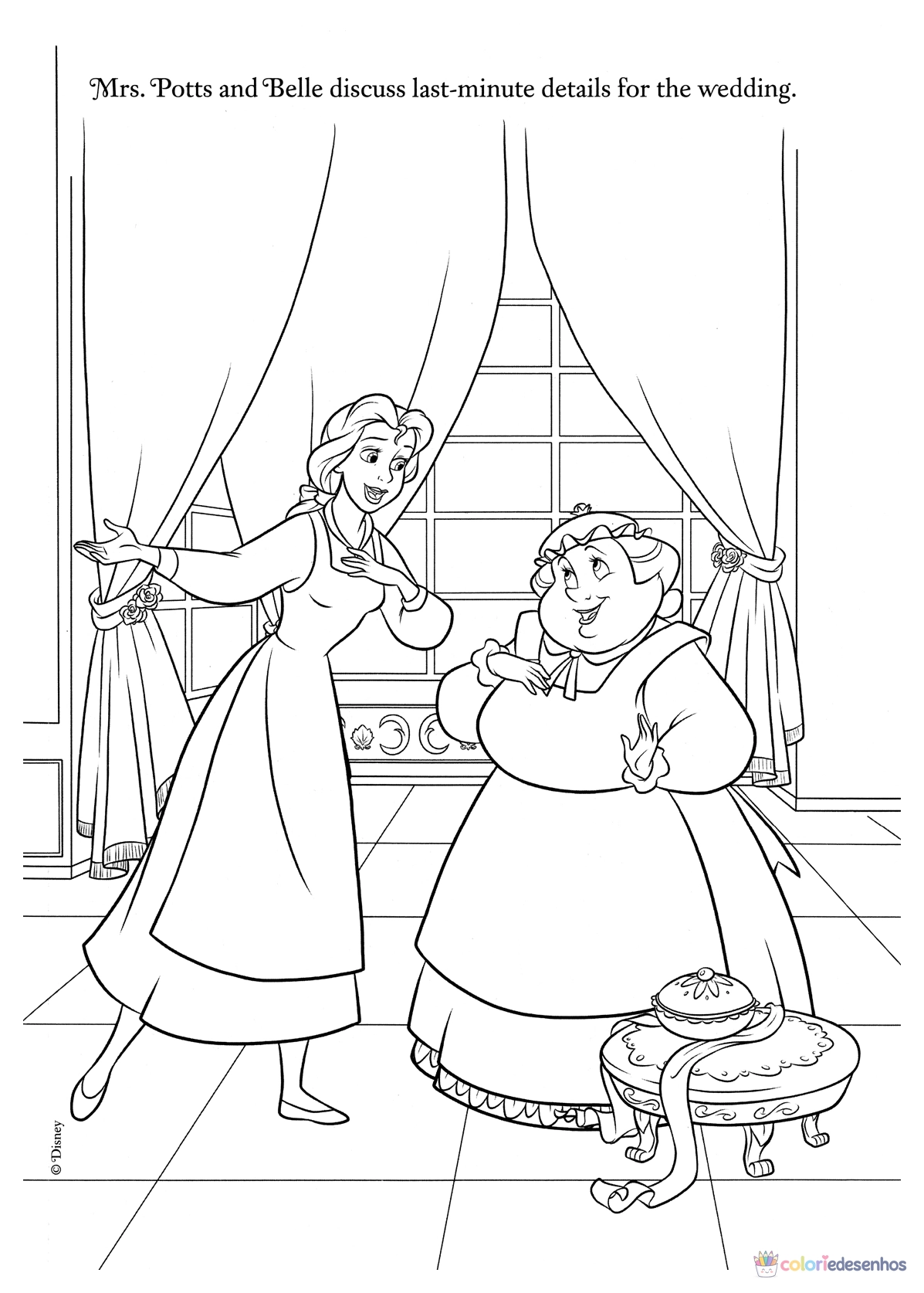 A Bela e a Fera para imprimir e colorir para colorir