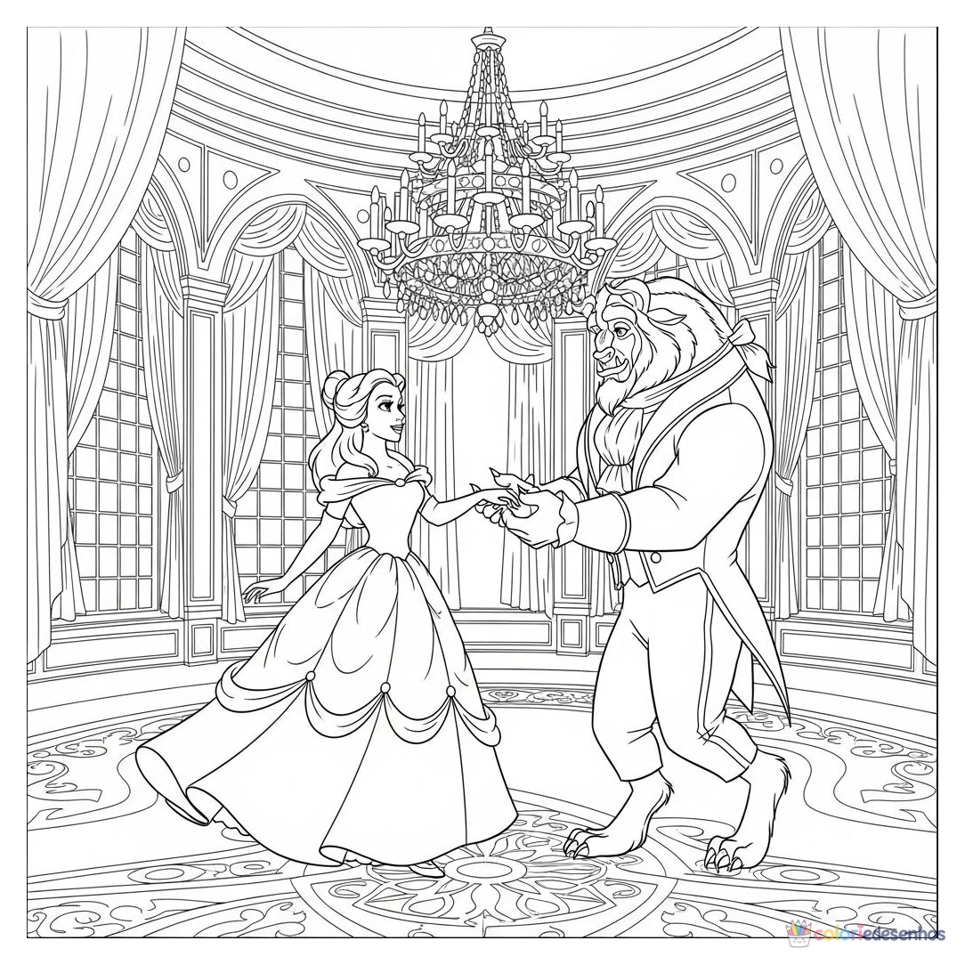 A Bela e a Fera para imprimir e colorir para colorir
