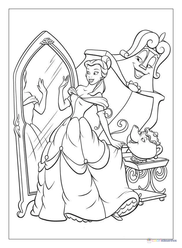Desenhos de A Bela e a Fera para colorir