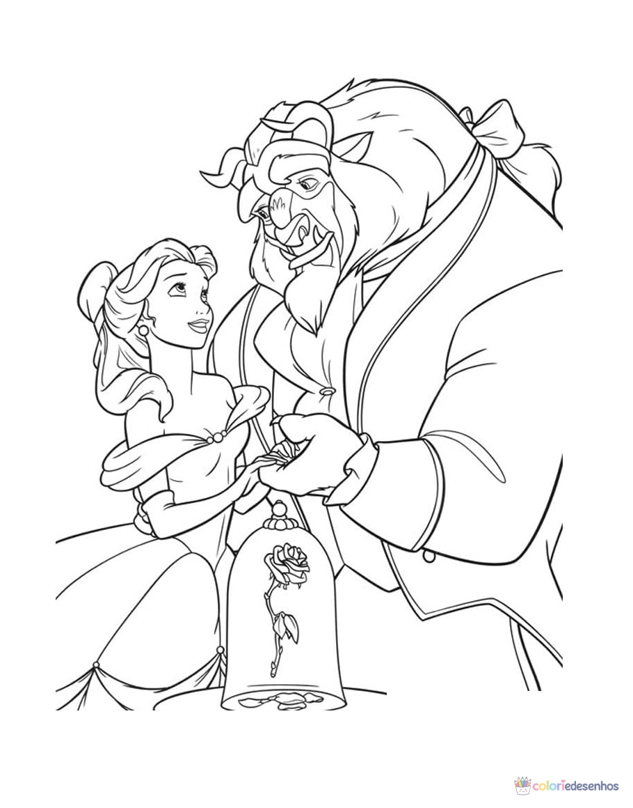 A Bela e a Fera para colorir