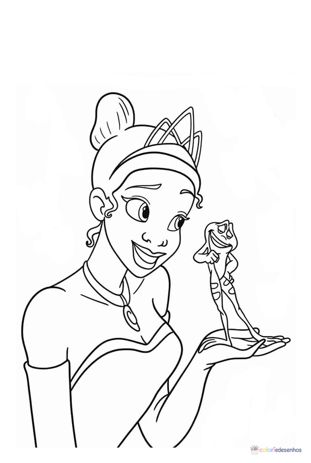 A Princesa e o Sapo para colorir