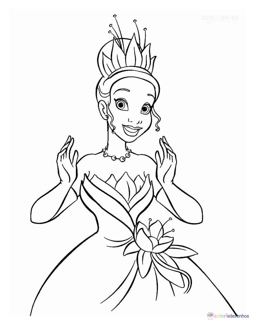 A Princesa e o Sapo para imprimir e colorir para colorir