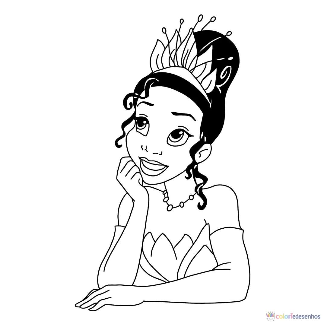 A Princesa e o Sapo para imprimir e colorir para colorir