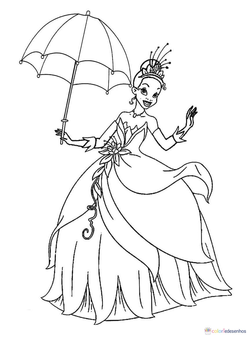 A Princesa e o Sapo para imprimir e colorir para colorir