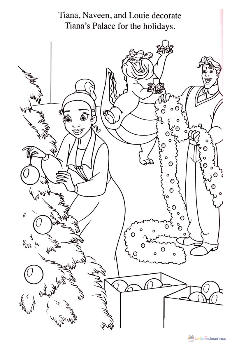 A Princesa e o Sapo para imprimir e colorir para colorir