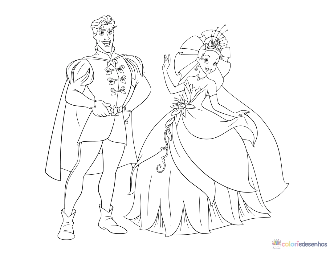 A Princesa e o Sapo para imprimir e colorir para colorir