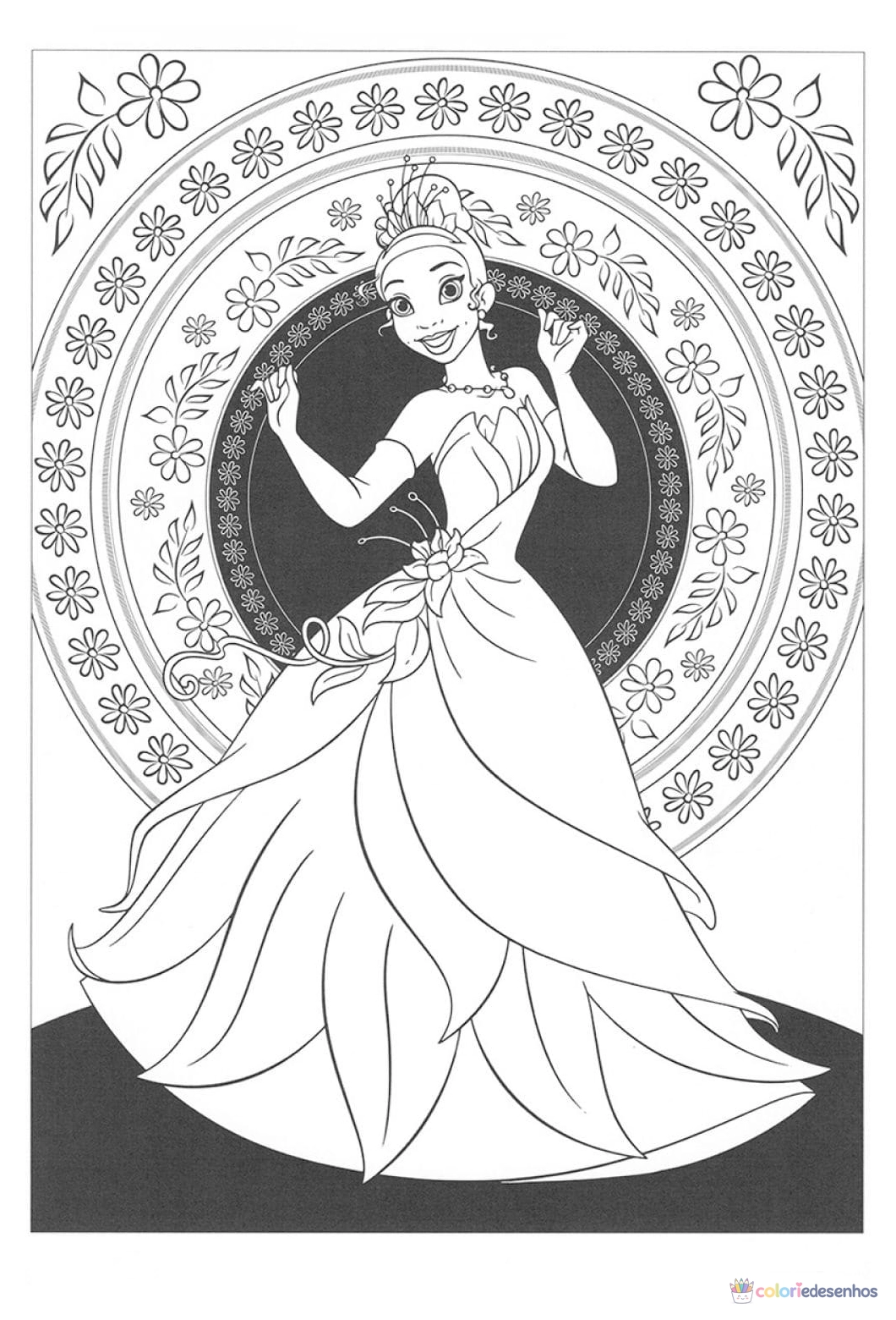 A Princesa e o Sapo para imprimir e colorir para colorir