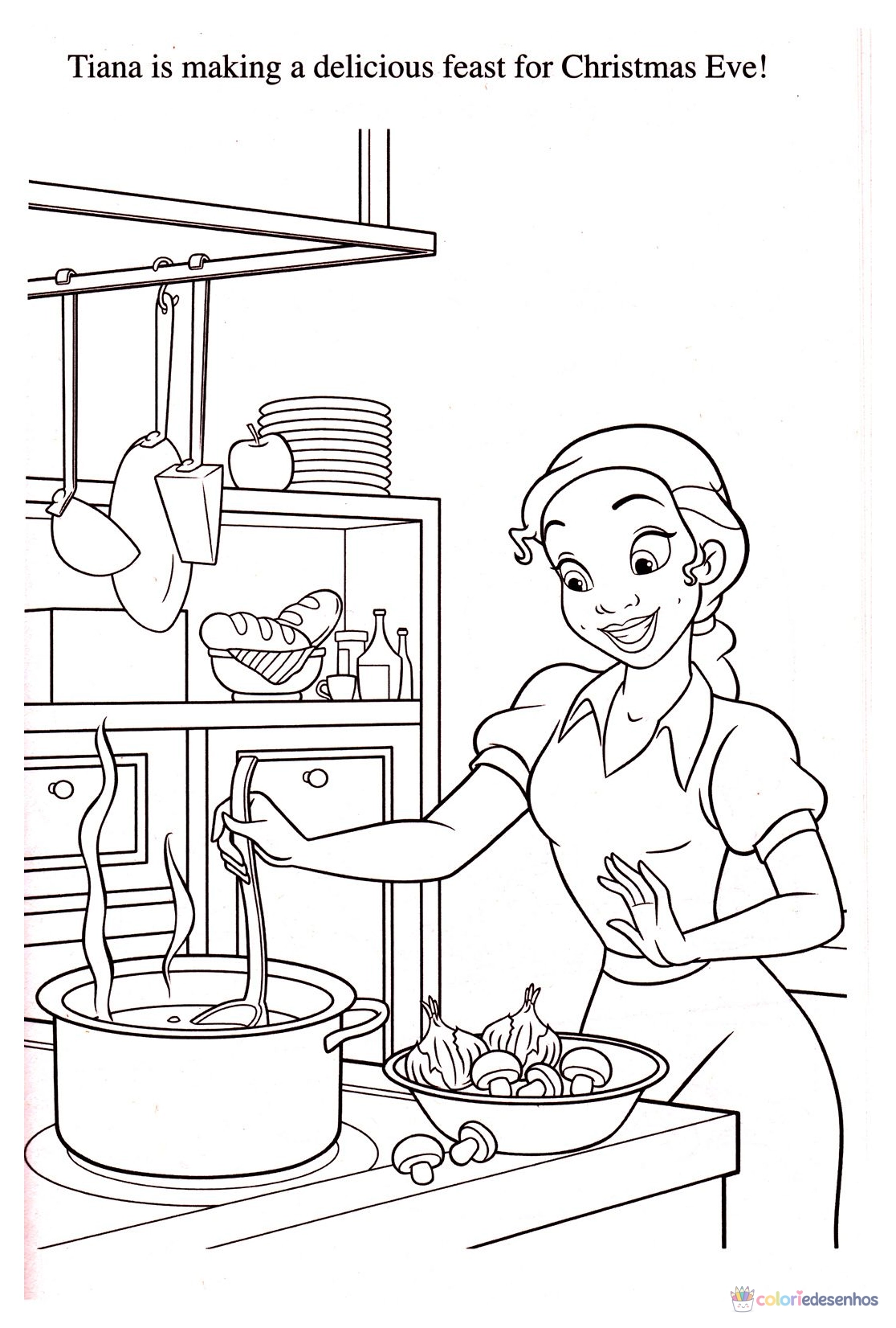 A Princesa e o Sapo para imprimir e colorir para colorir