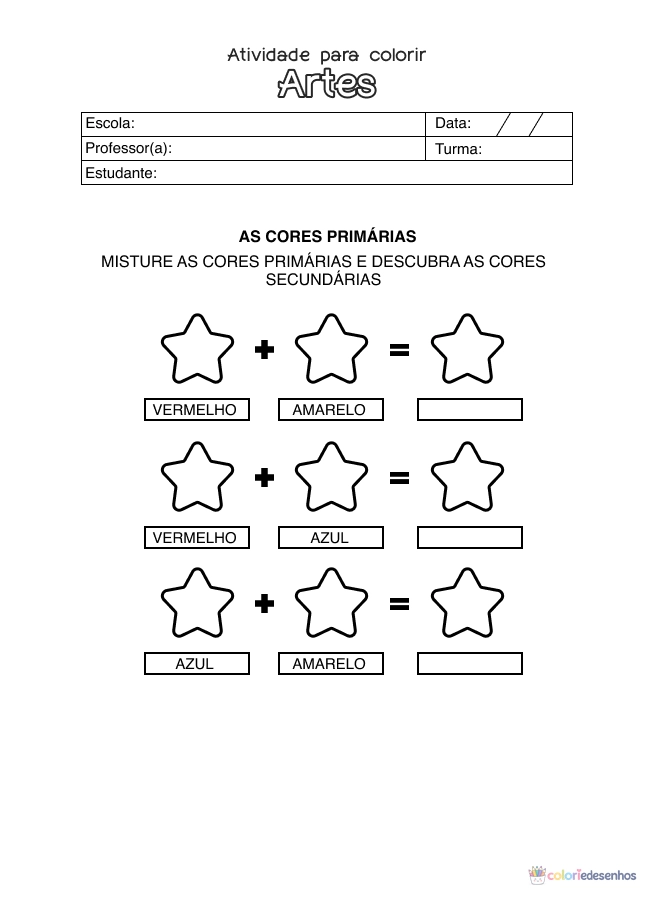 Atividade de alfabetização sobre arte para colorir