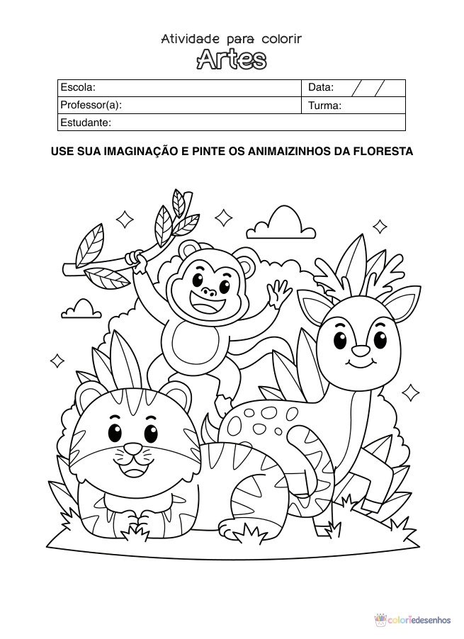 Atividade de alfabetização sobre arte para colorir