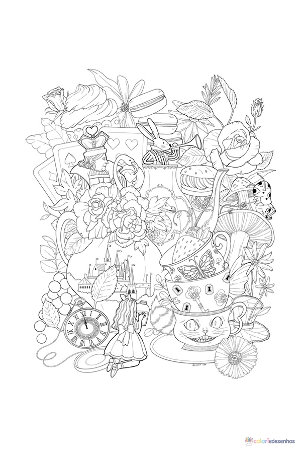 Desenhos de Alice no País das Maravilhas para colorir