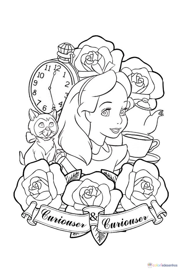 Alice no País das Maravilhas para colorir
