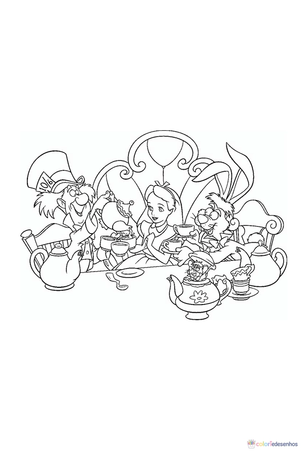 Alice no País das Maravilhas para colorir
