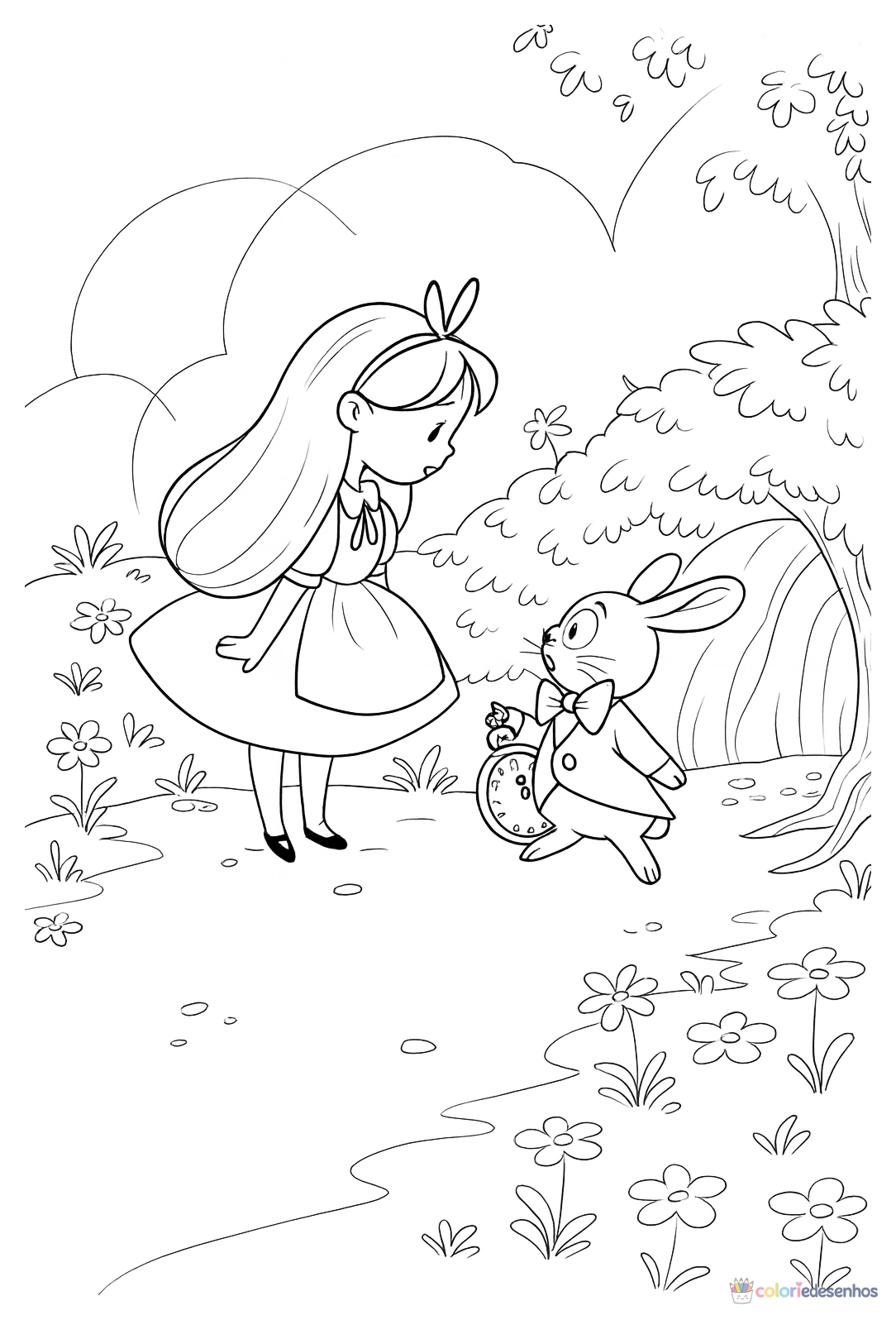 Alice no País das Maravilhas para imprimir e colorir para colorir
