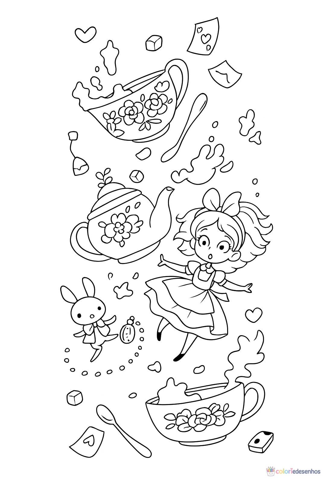 Alice no País das Maravilhas para imprimir e colorir para colorir