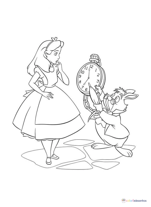 Alice no País das Maravilhas para imprimir e colorir para colorir