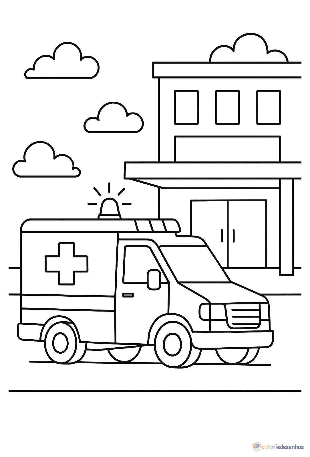Desenhos de Ambulância para colorir