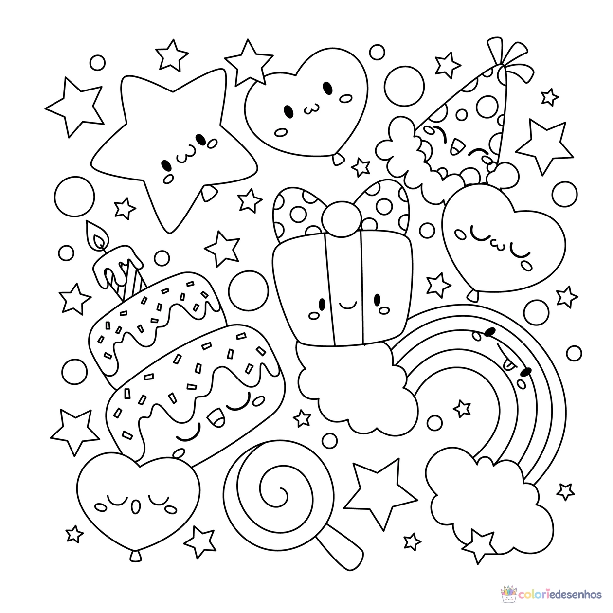 Aniversário para colorir