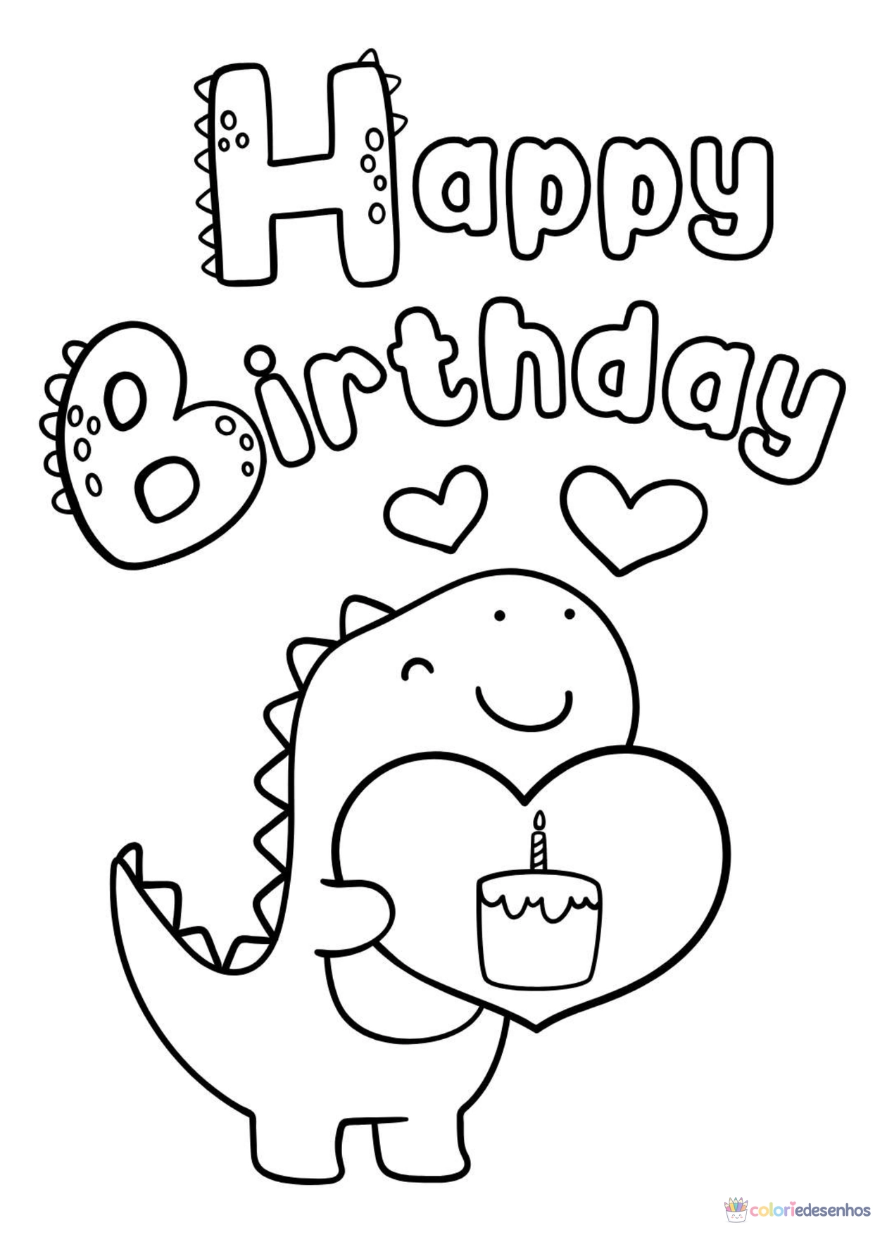 Aniversário para imprimir e colorir para colorir