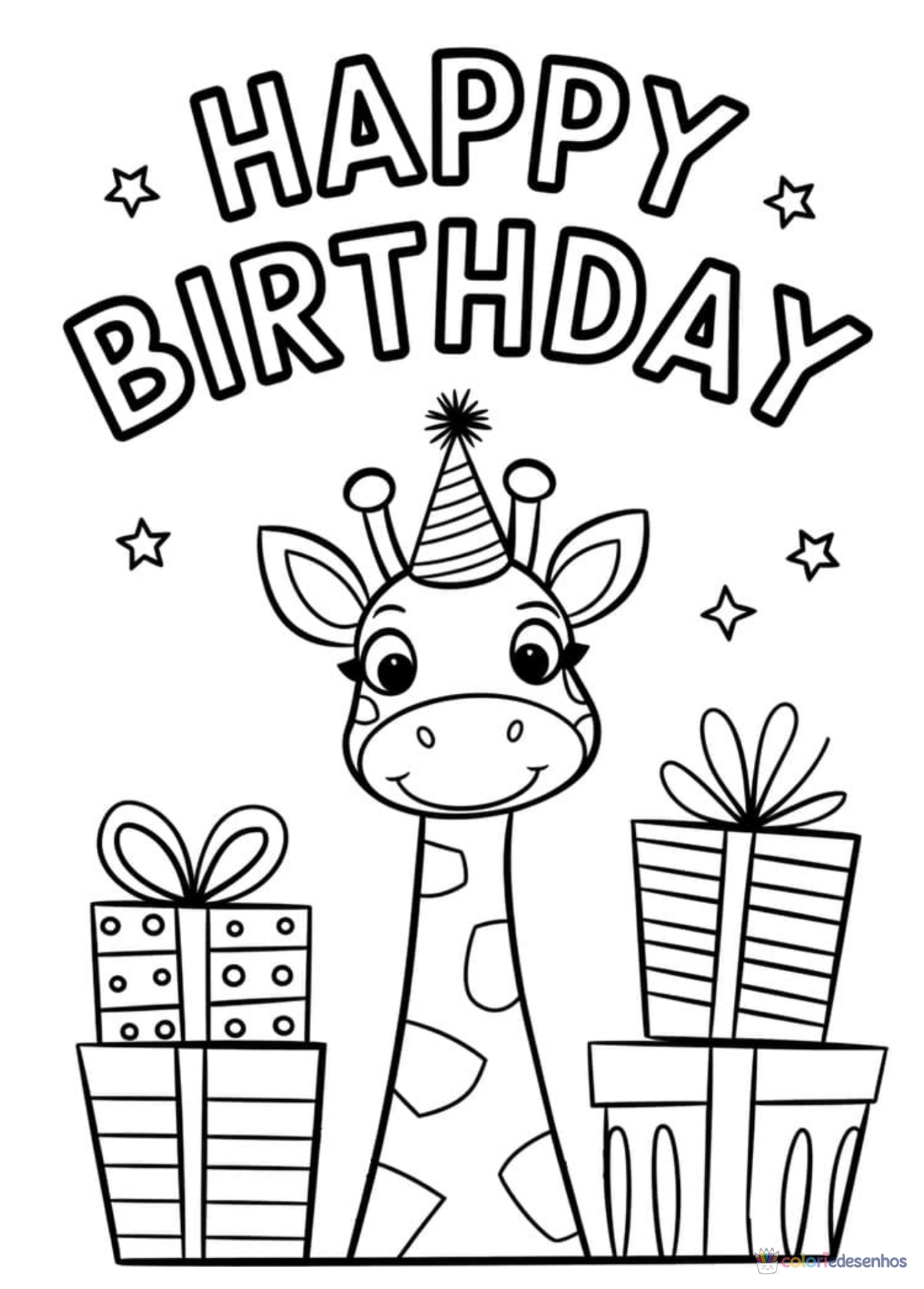 Aniversário para imprimir e colorir para colorir