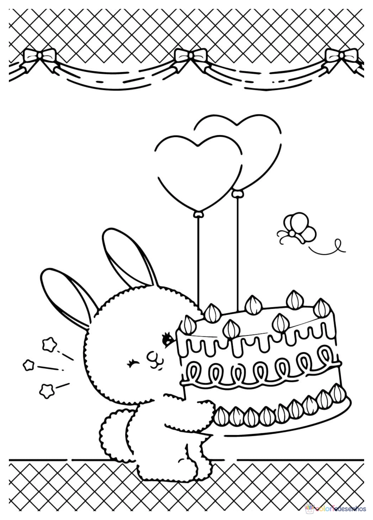 Aniversário para imprimir e colorir para colorir