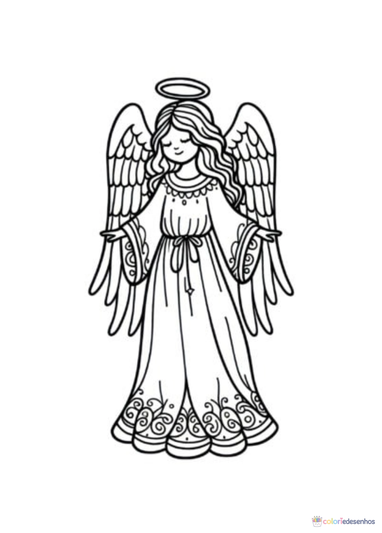 Anjos para imprimir e colorir para colorir