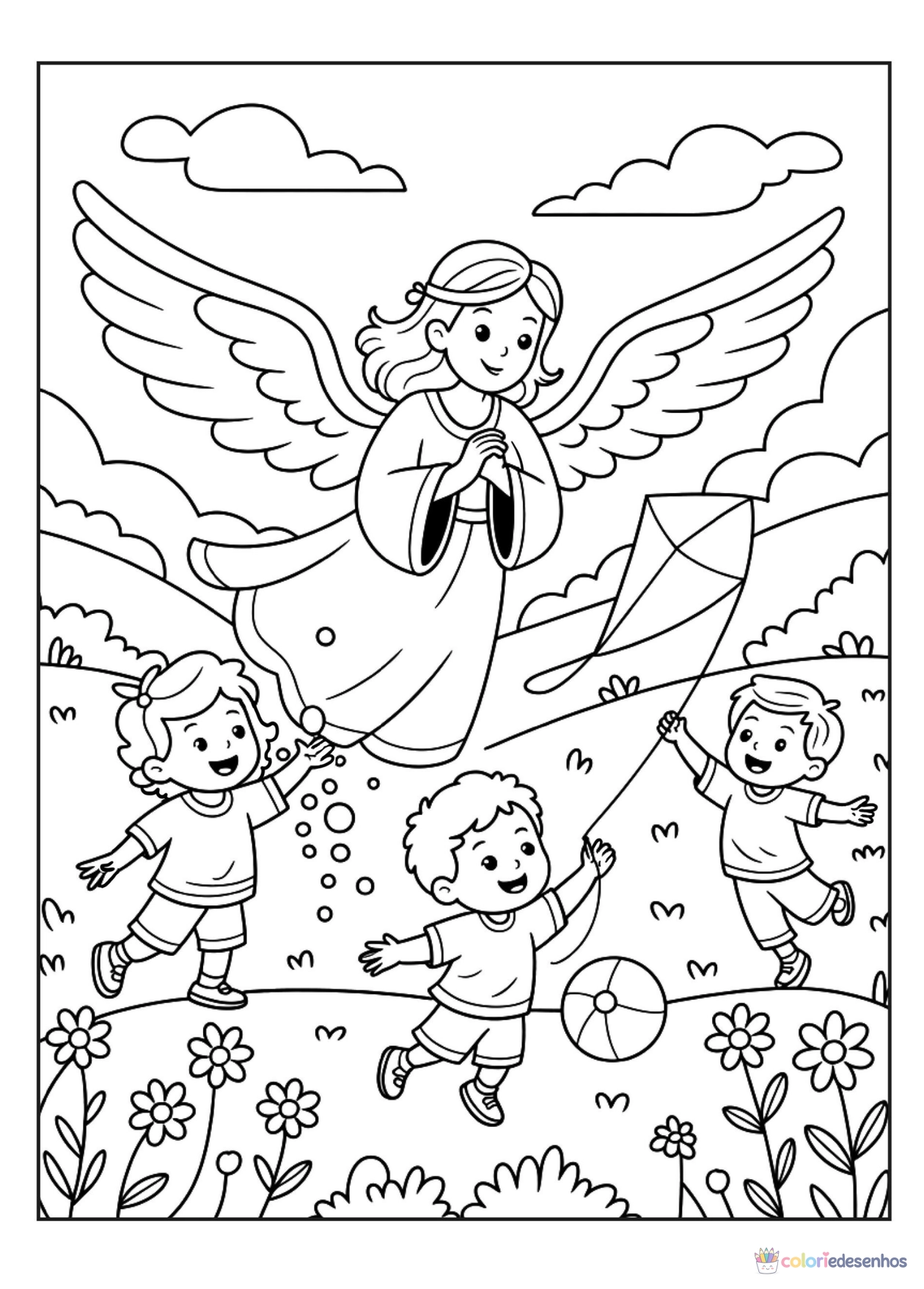 Anjos para imprimir e colorir para colorir