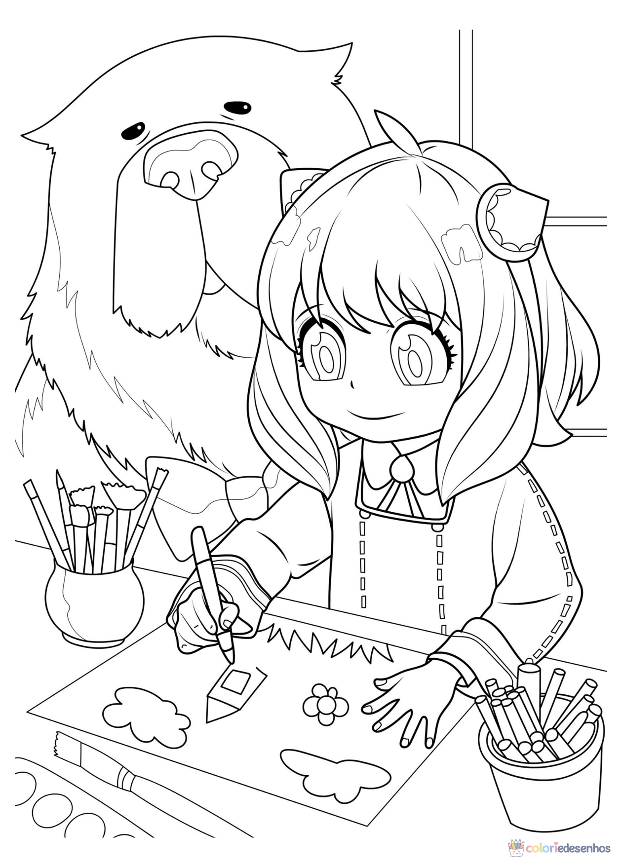 Anya para imprimir e colorir para colorir
