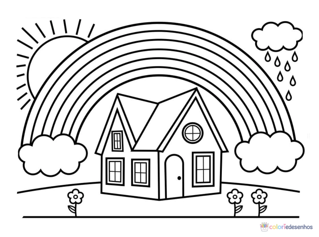 Desenhos de Arco-íris para colorir