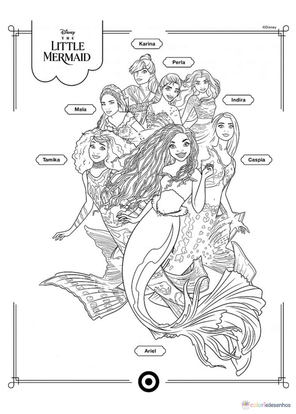 Ariel para imprimir e colorir para colorir