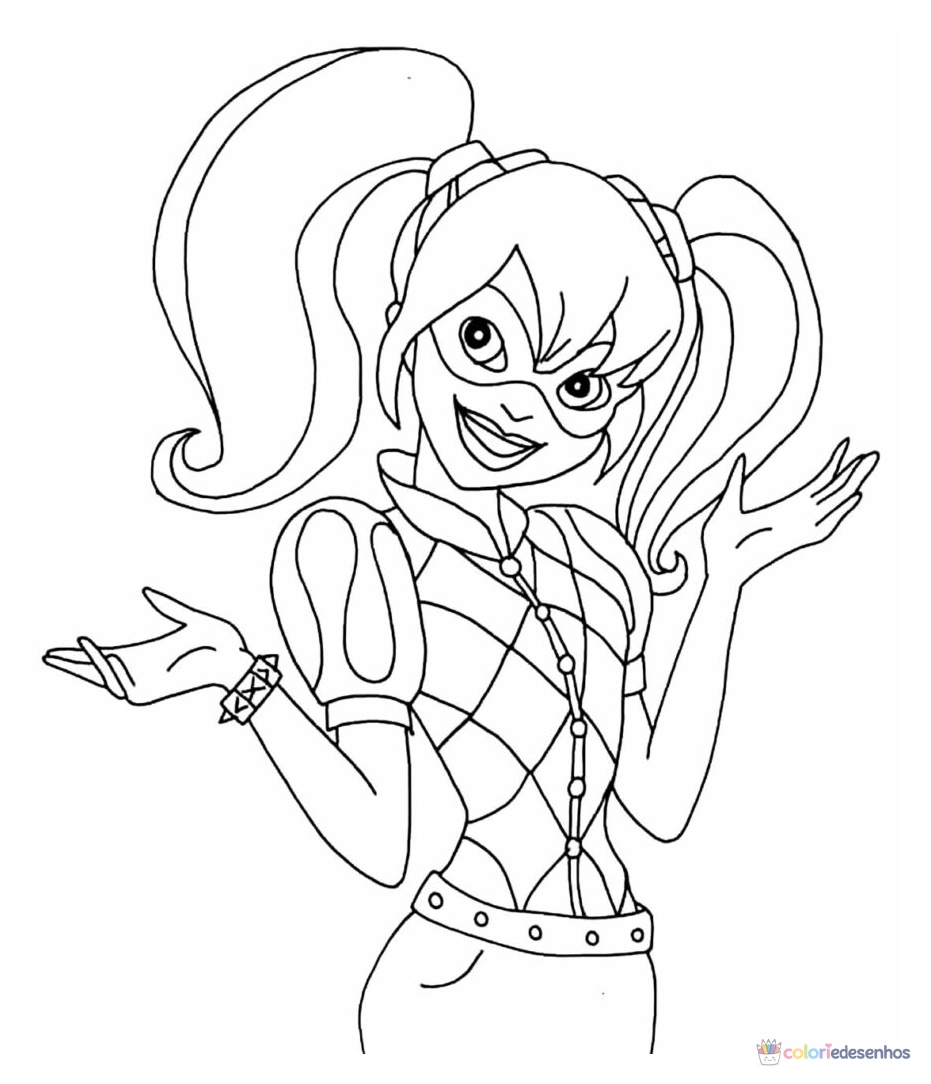 Arlequina para colorir