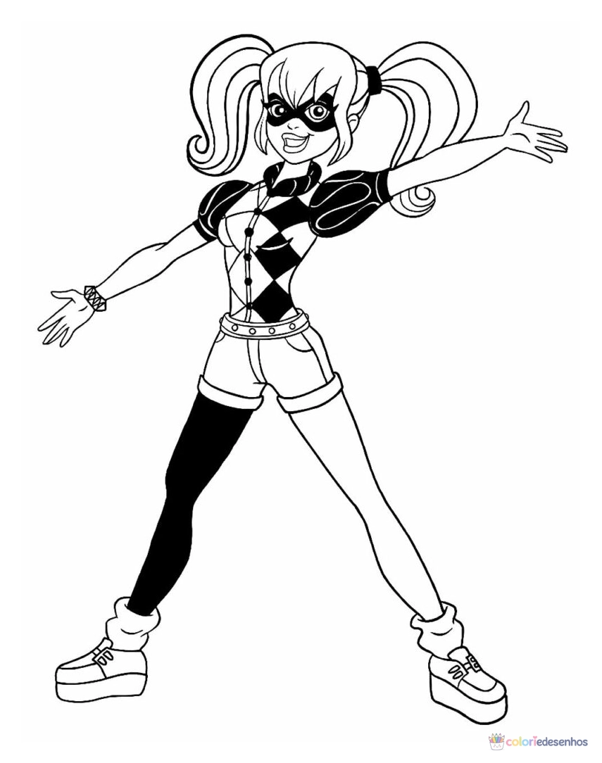 Arlequina para colorir