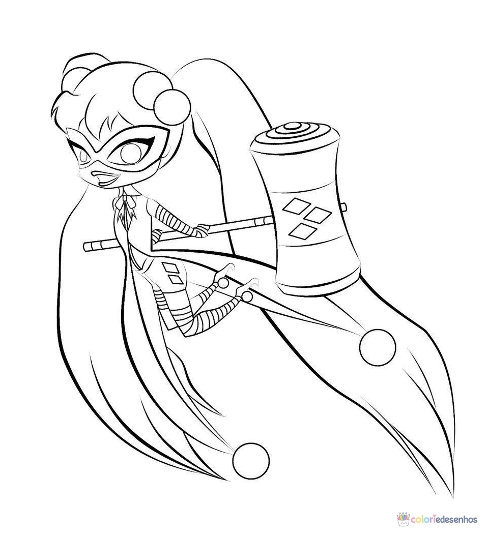 Arlequina para colorir
