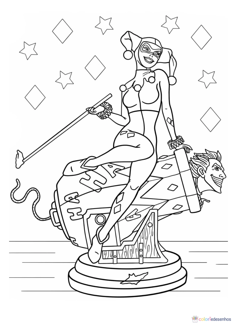 Arlequina para colorir