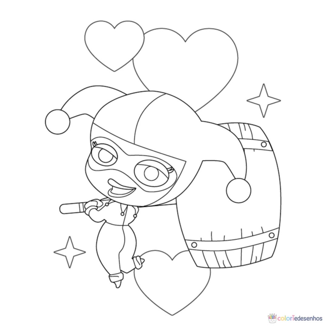 Arlequina para colorir