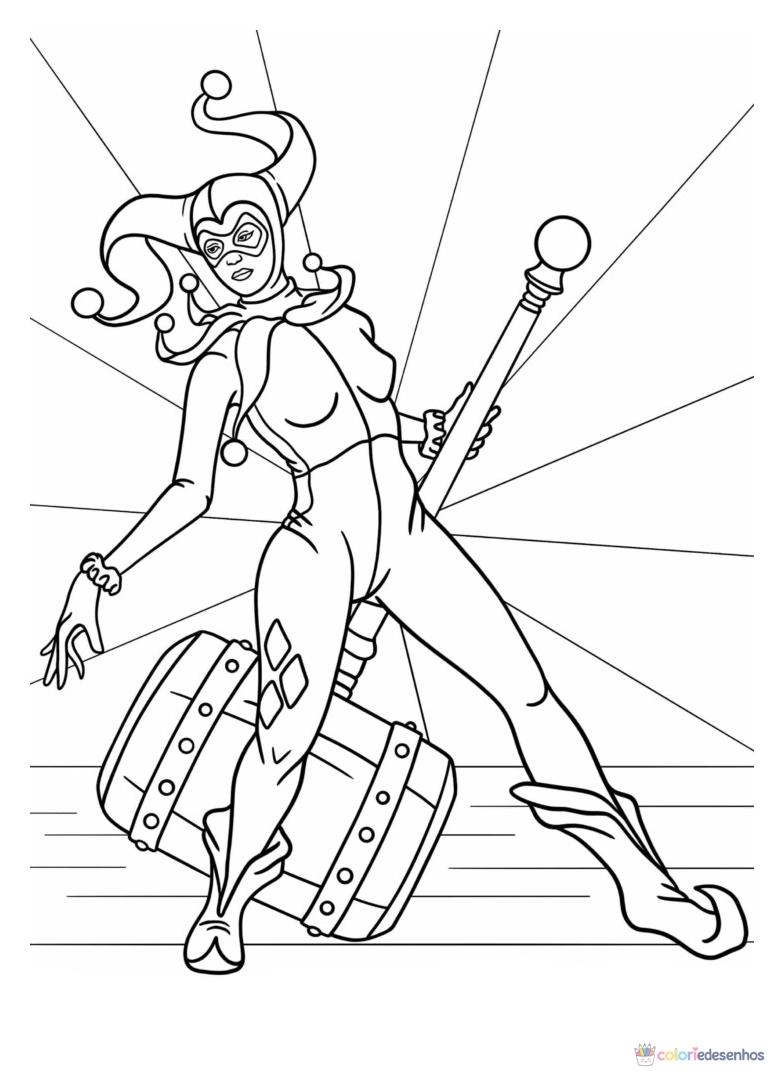 Arlequina para colorir