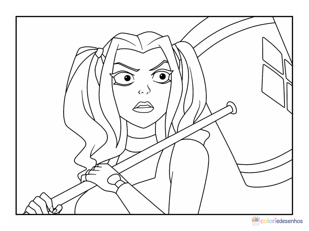 Arlequina para colorir