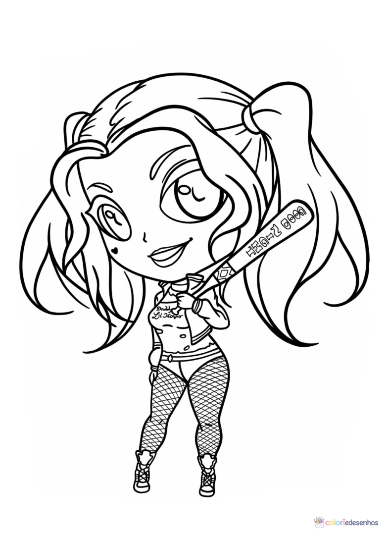 Arlequina para colorir