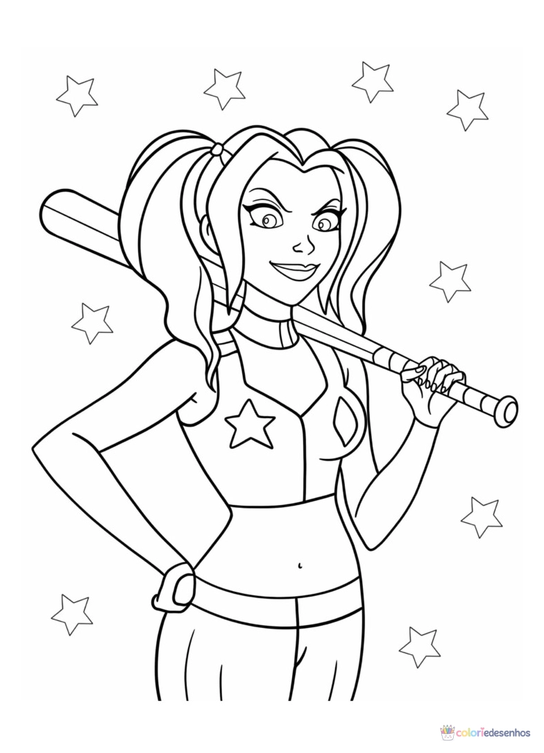 Arlequina para colorir