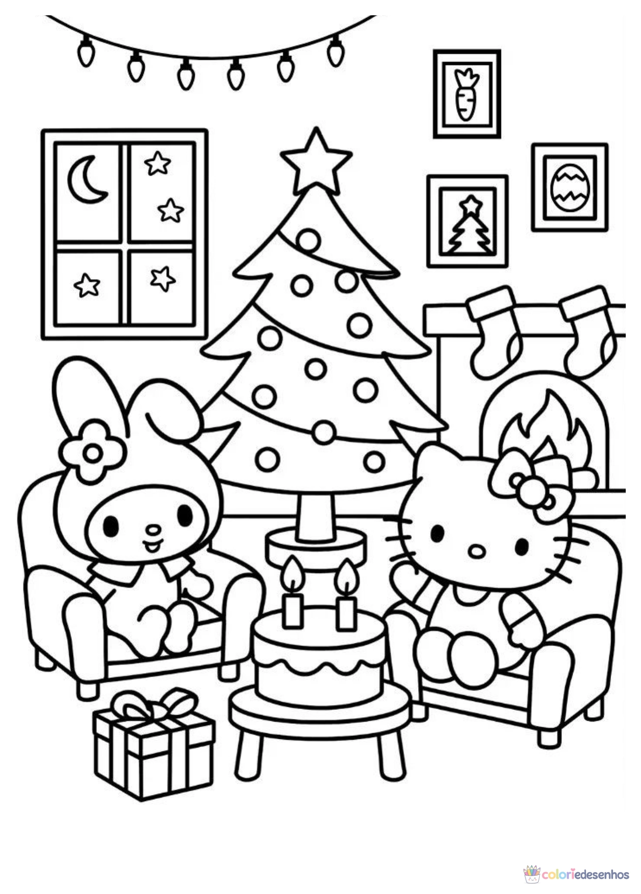 Árvore de Natal para imprimir e colorir para colorir
