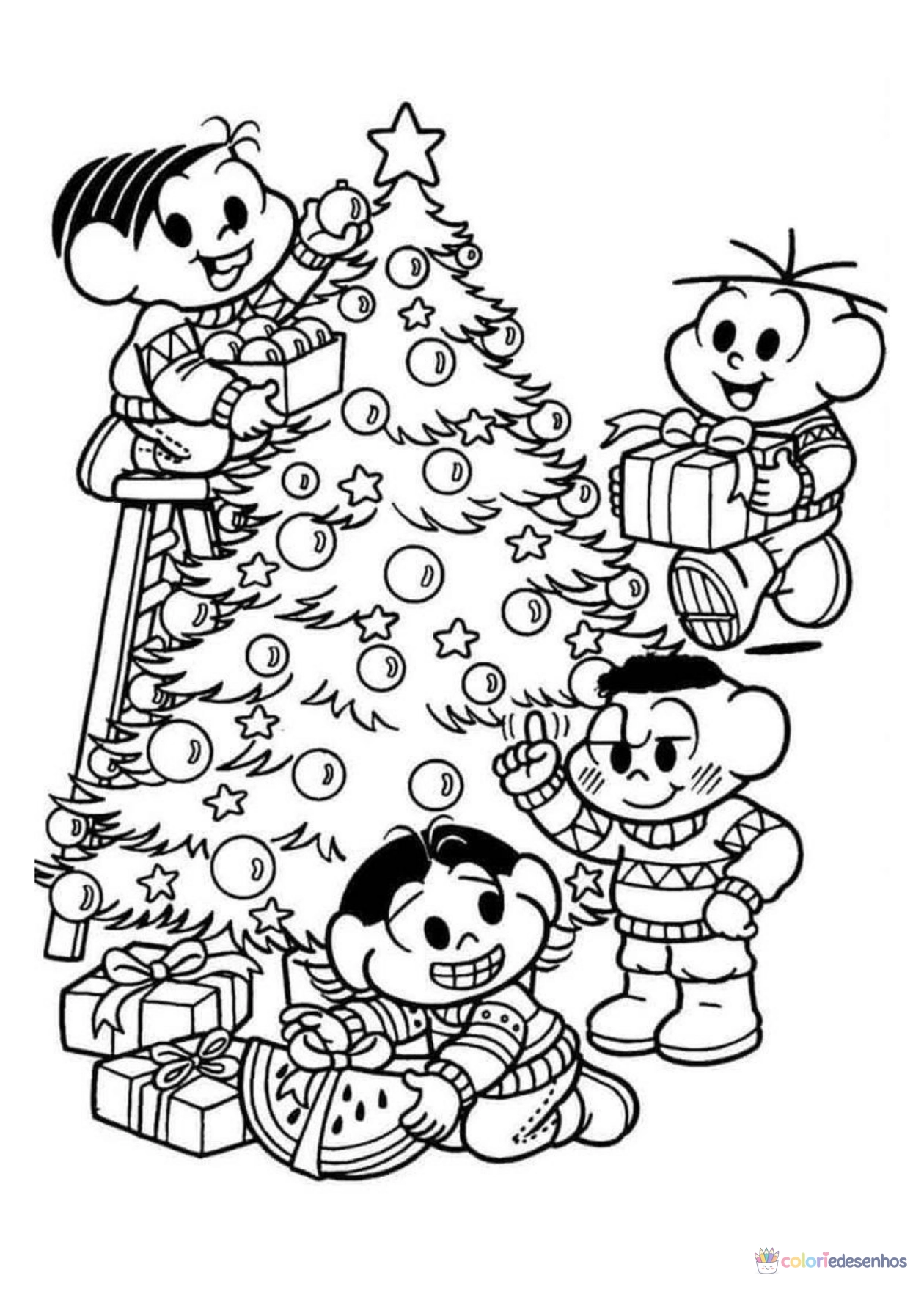 Árvore de Natal para imprimir e colorir para colorir