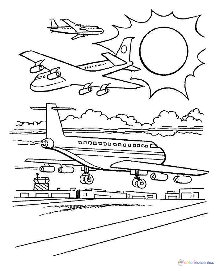 Aviões para colorir