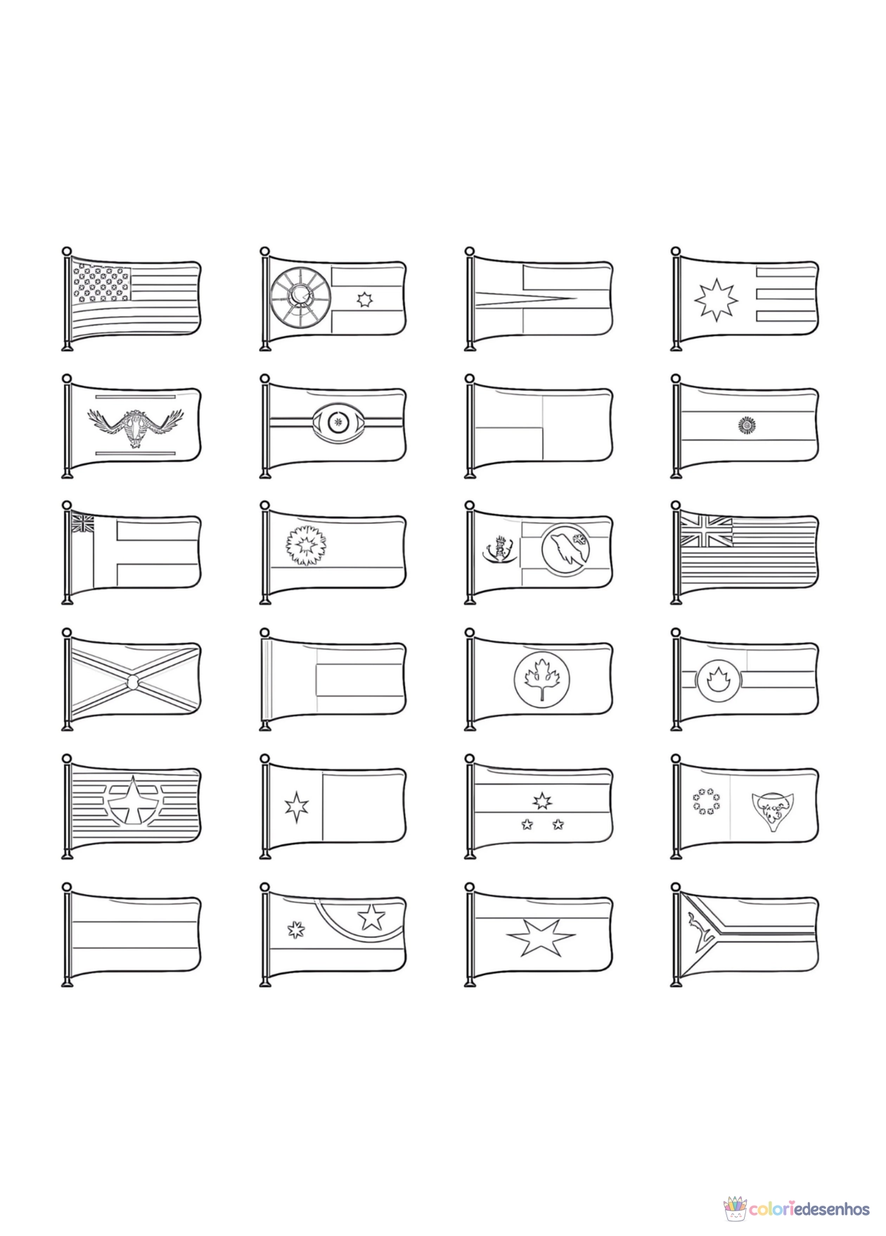 Bandeiras para imprimir e colorir para colorir