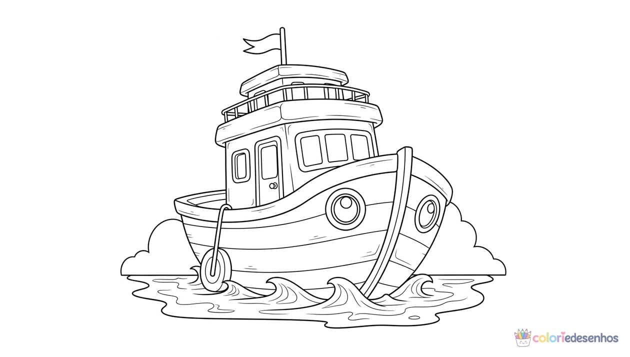 Barco para imprimir e colorir para colorir