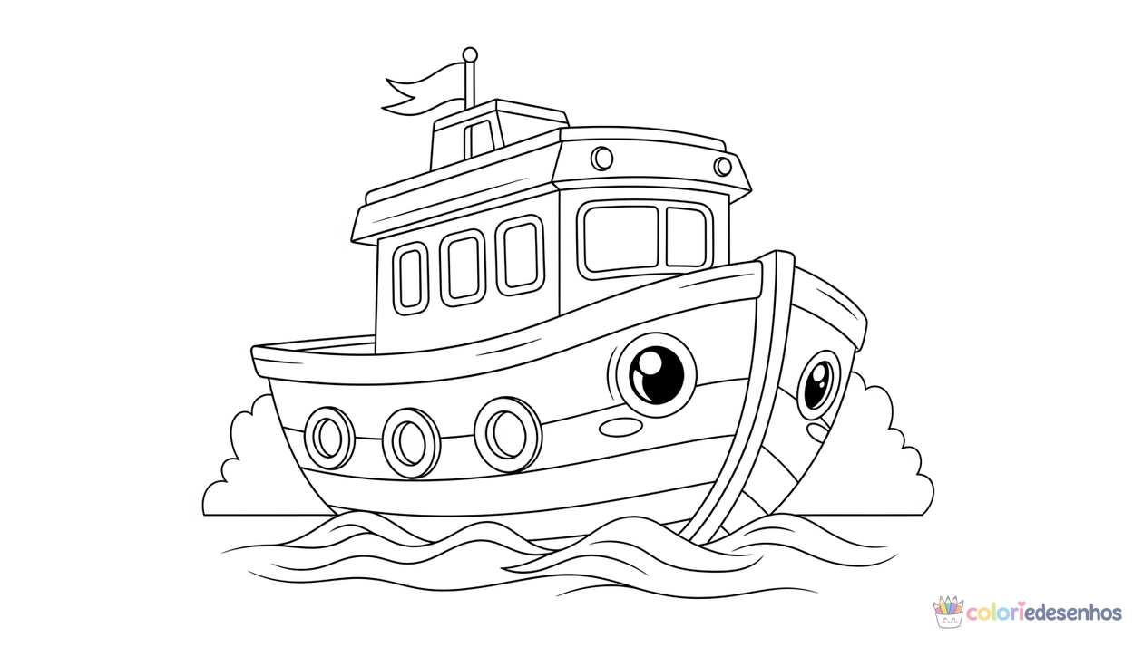 Barco para imprimir e colorir para colorir