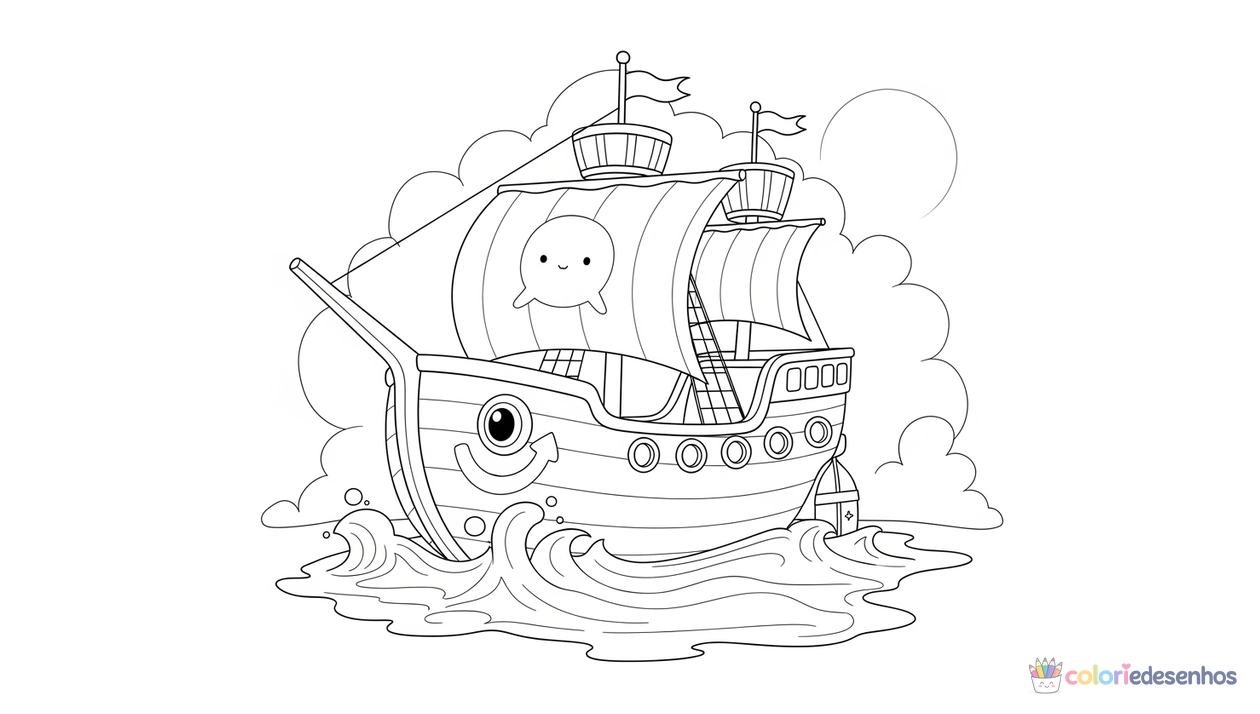 Barco para imprimir e colorir para colorir