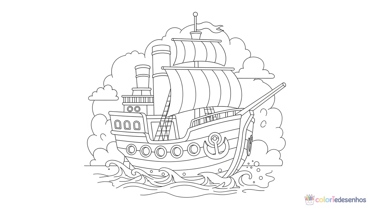 Barco para imprimir e colorir para colorir